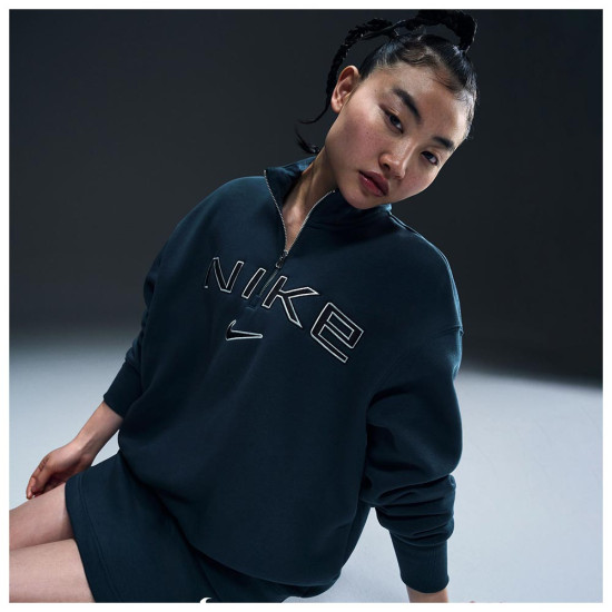 Nike Γυναικείο φούτερ Sportswear Phoenix Fleece Oversized 1/4 Zip Logo Top Nike Γυναικείο φούτερ Sportswear Phoenix Fleece Oversized 1/4 Zip Logo Top